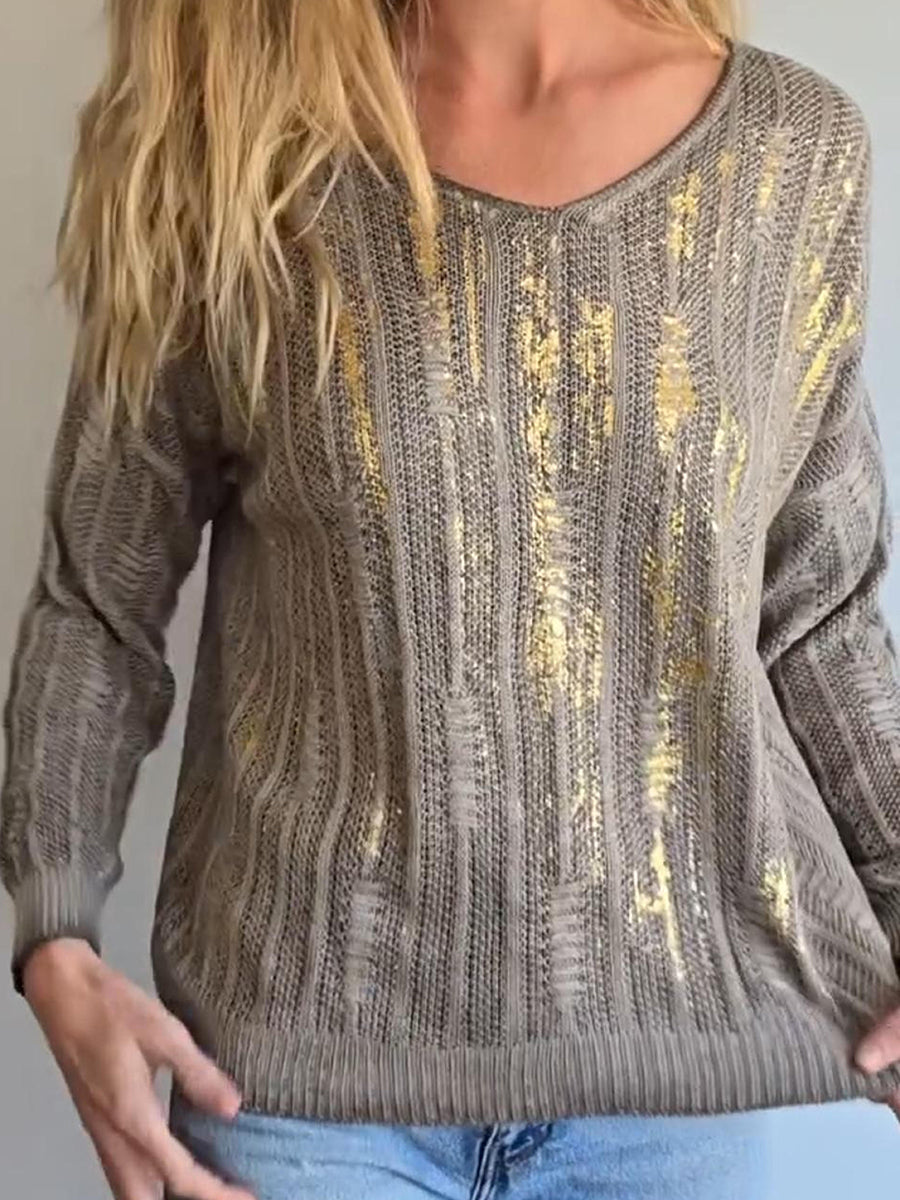 fashionable-gold-stamped-knitted-sweater