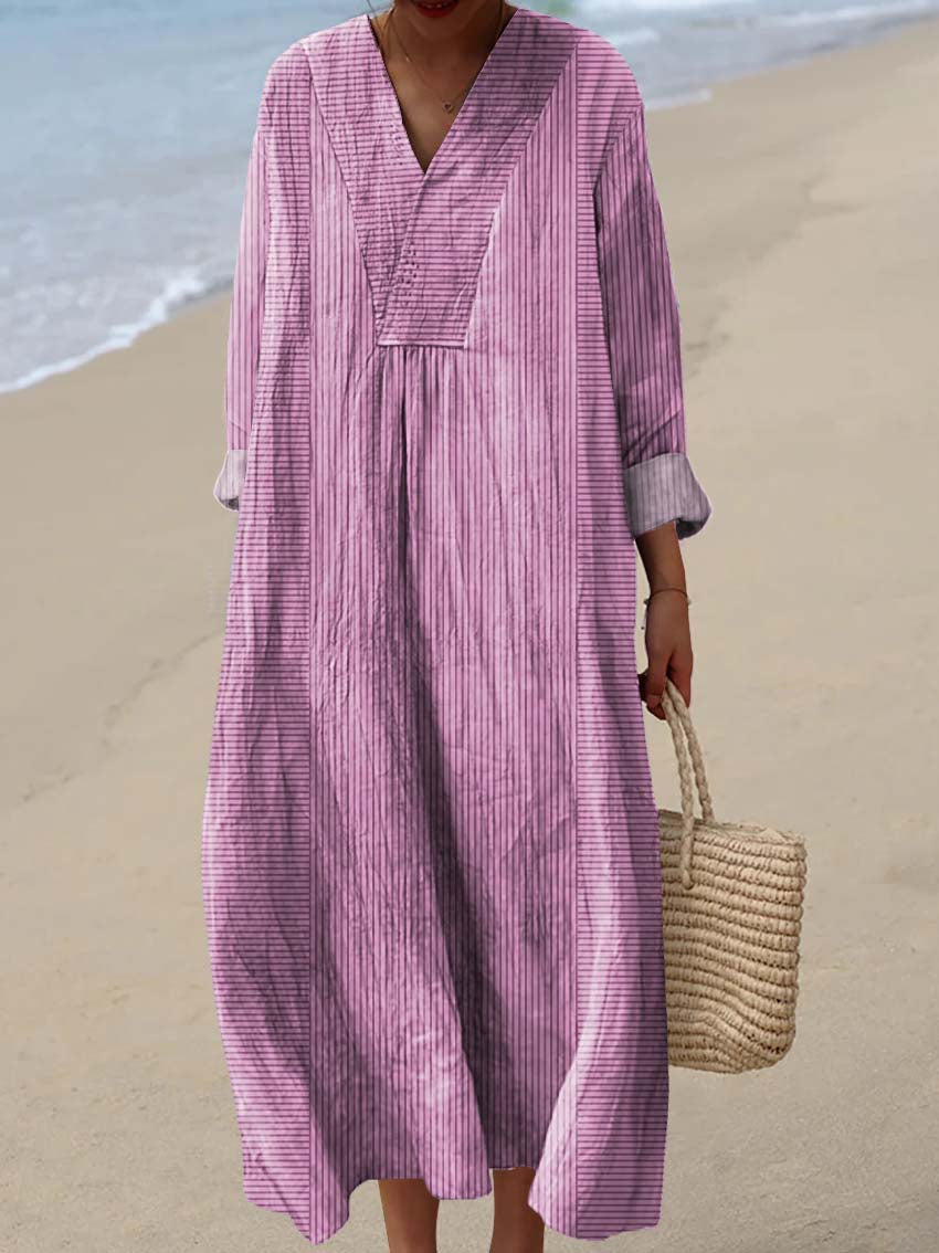 Women's Abstract Geometric Line Pattern Art Print Cotton Dress