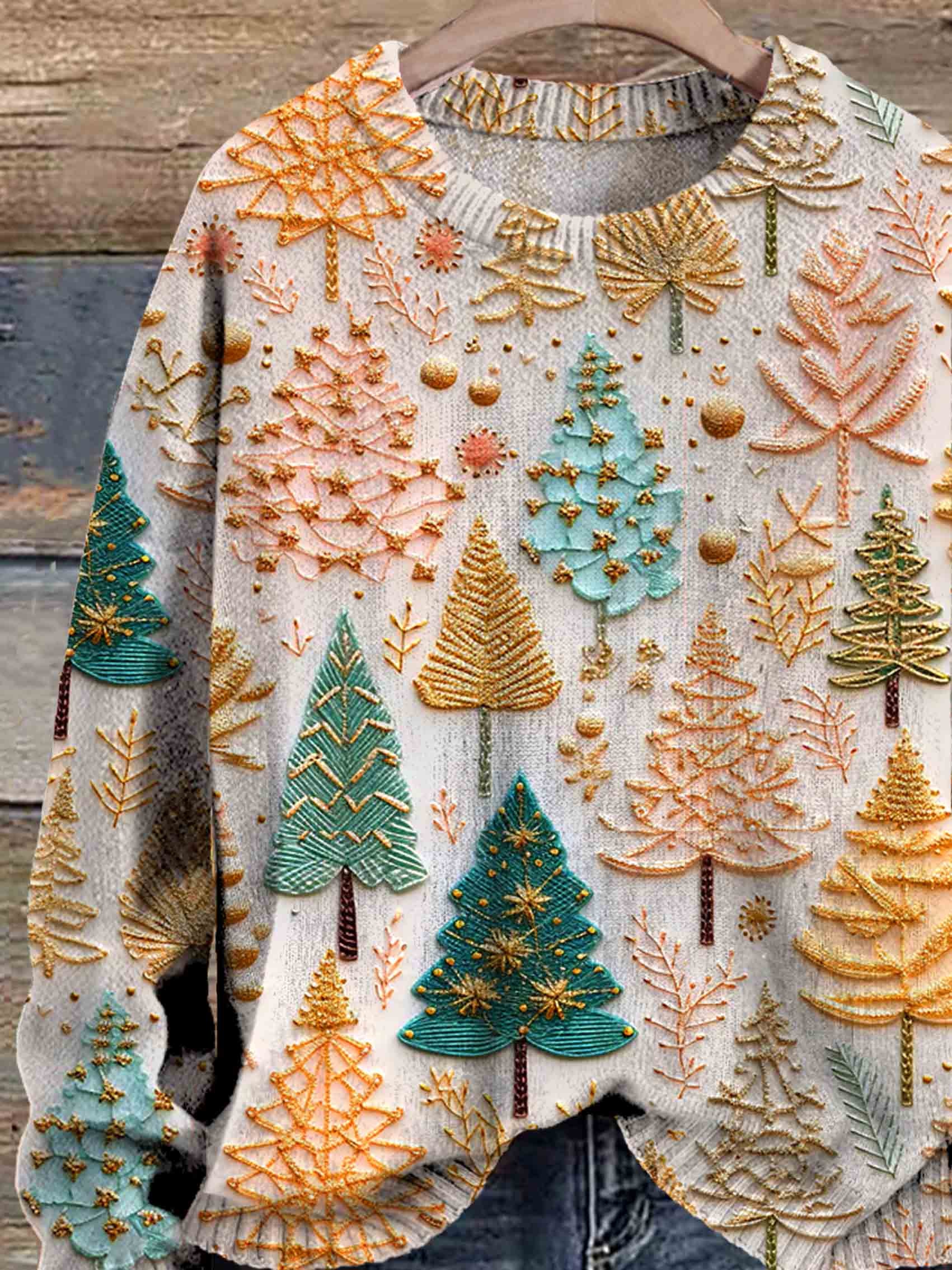 christmas-tree-art-print-knit-pullover-sweater