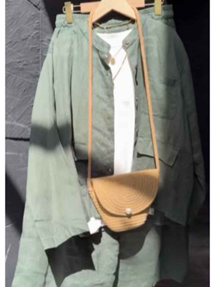 Shirt and Elastic Waist Skirt Linen Two Piece Set