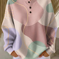 Women's Colorful Abstract Geometric Painting Art Print Casual Cotton Sweatshirt