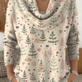 Women's Christmas Tree Pattern Art Print Cowl Neck Sweater