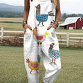 Women's Funny Chick Art Print Casual 100% Cotton Wide Leg Jumpsuit