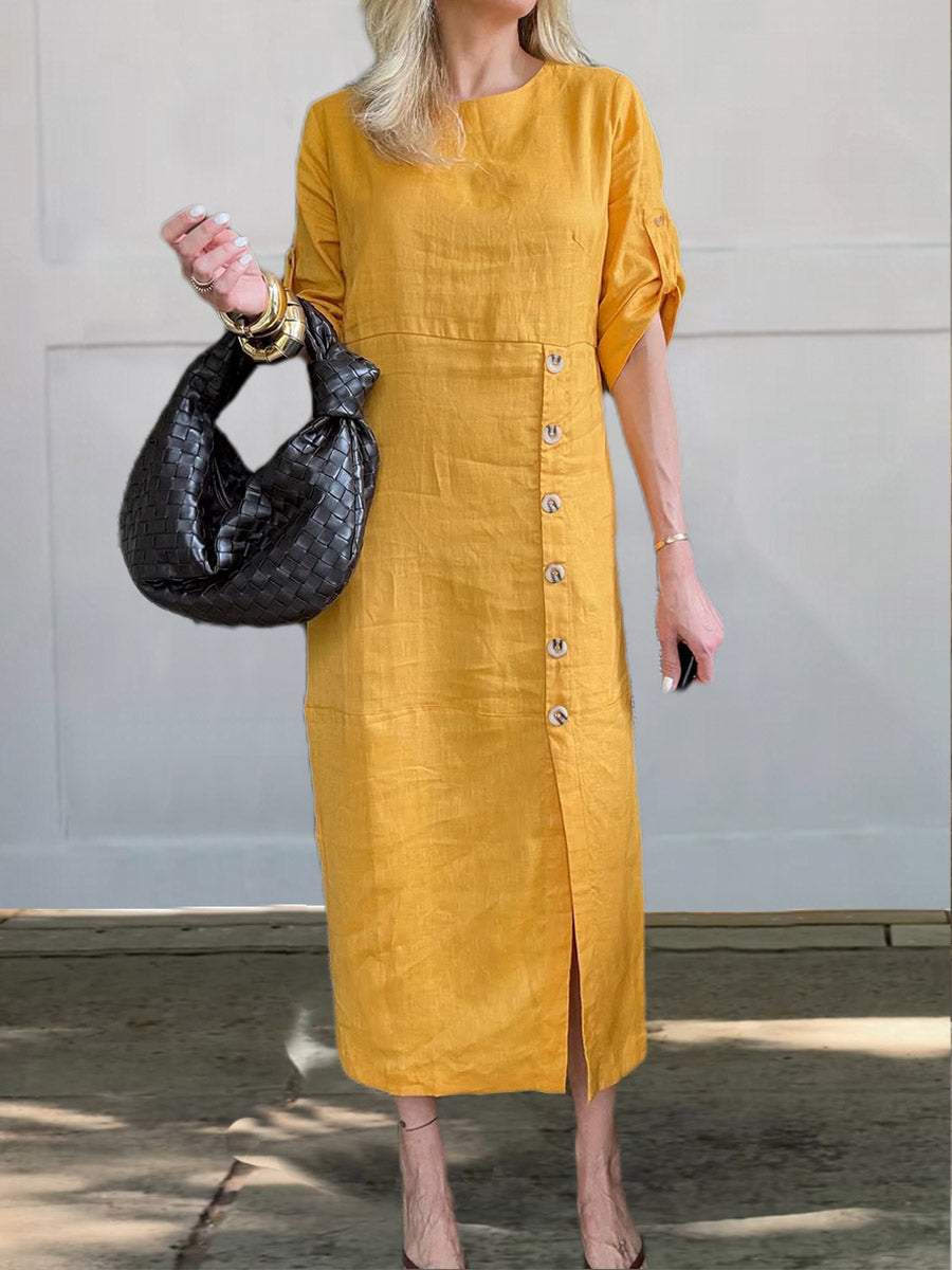 Women's Comfortable Linen Pocket Dress