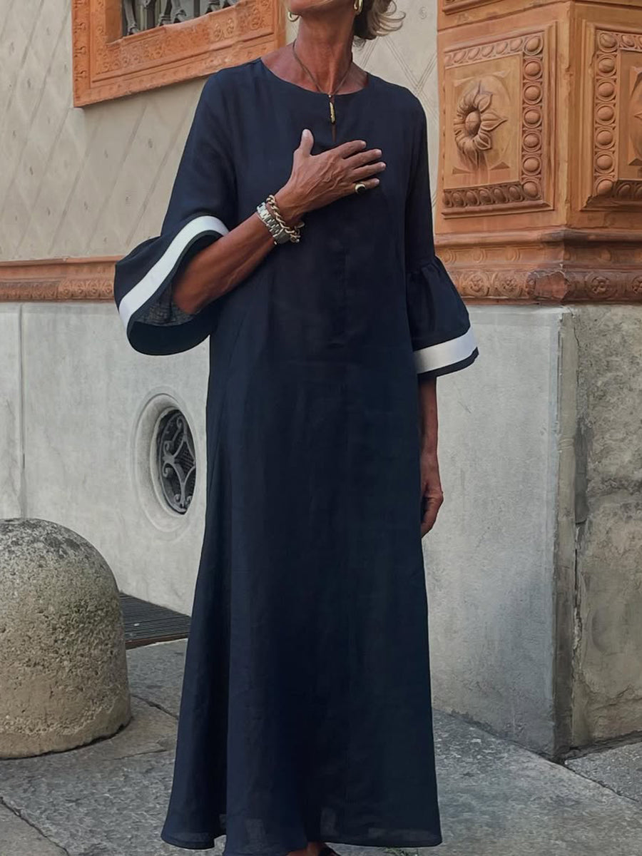 Women's V-neck Trumpet Sleeve Maxi Dress