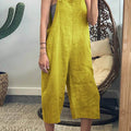 Women's Solid Color Cotton Overalls Three-Quarter Loose Casual Overalls Jumpsuit