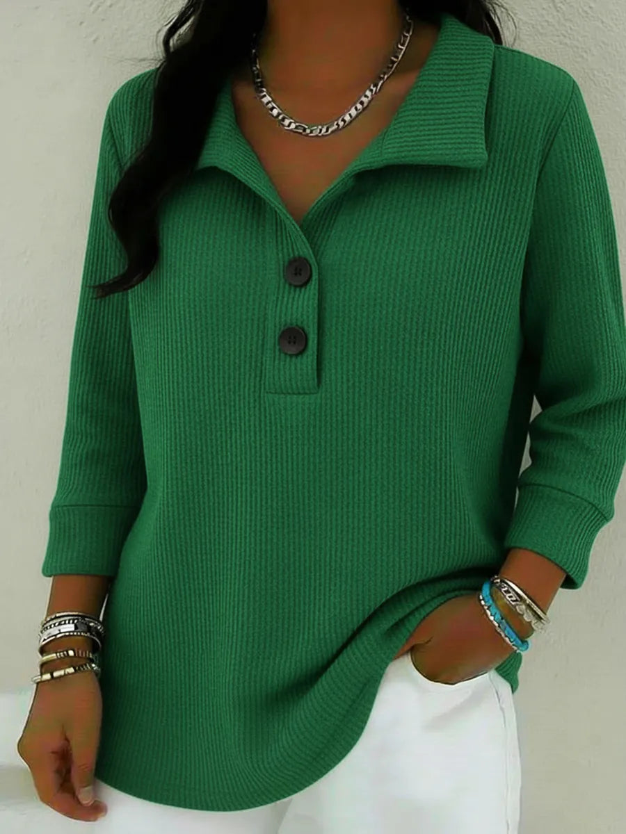 Women's Casual Stand-collar Button-up Pullover