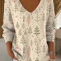 Women's Christmas Tree Art Print Casual Pullover Sweater