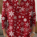 Vintage Christmas Snowflake Art Print Buttoned Cardigan Sweater