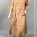 Women's Tassel Pocket Linen Shirt Dress
