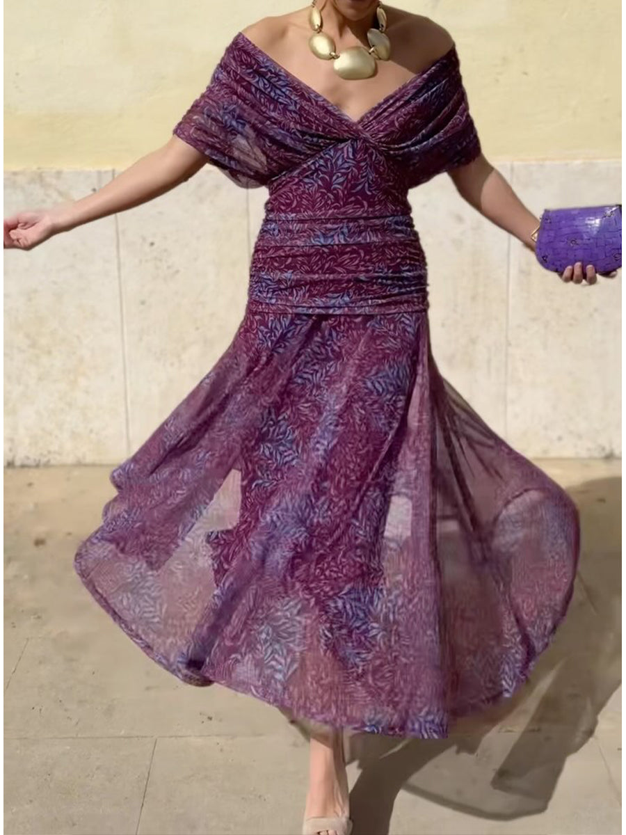 Women's Elegant Floral Print Corset Dress