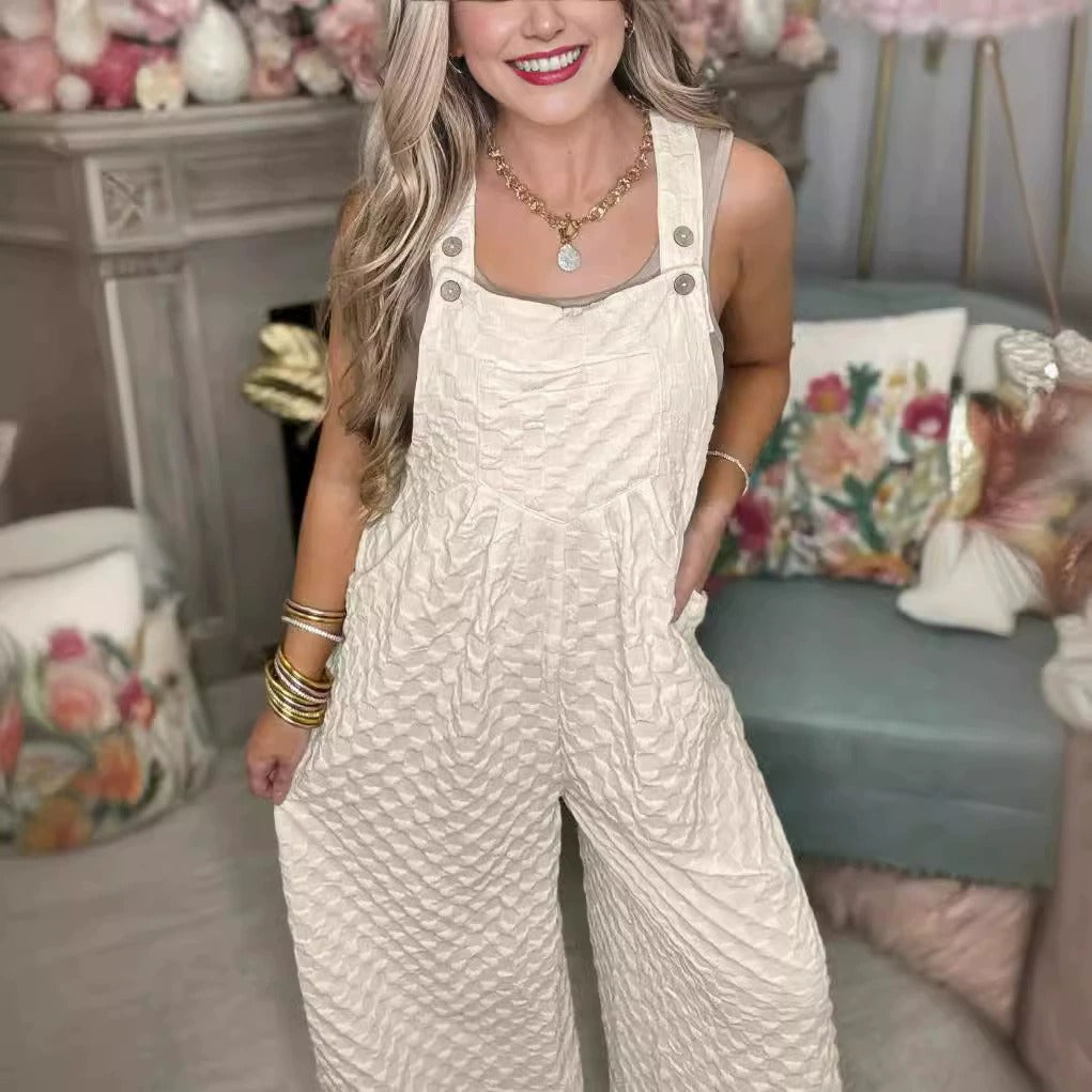 Women's  Solid Color Casual 100% Cotton Wide Leg Jumpsuit