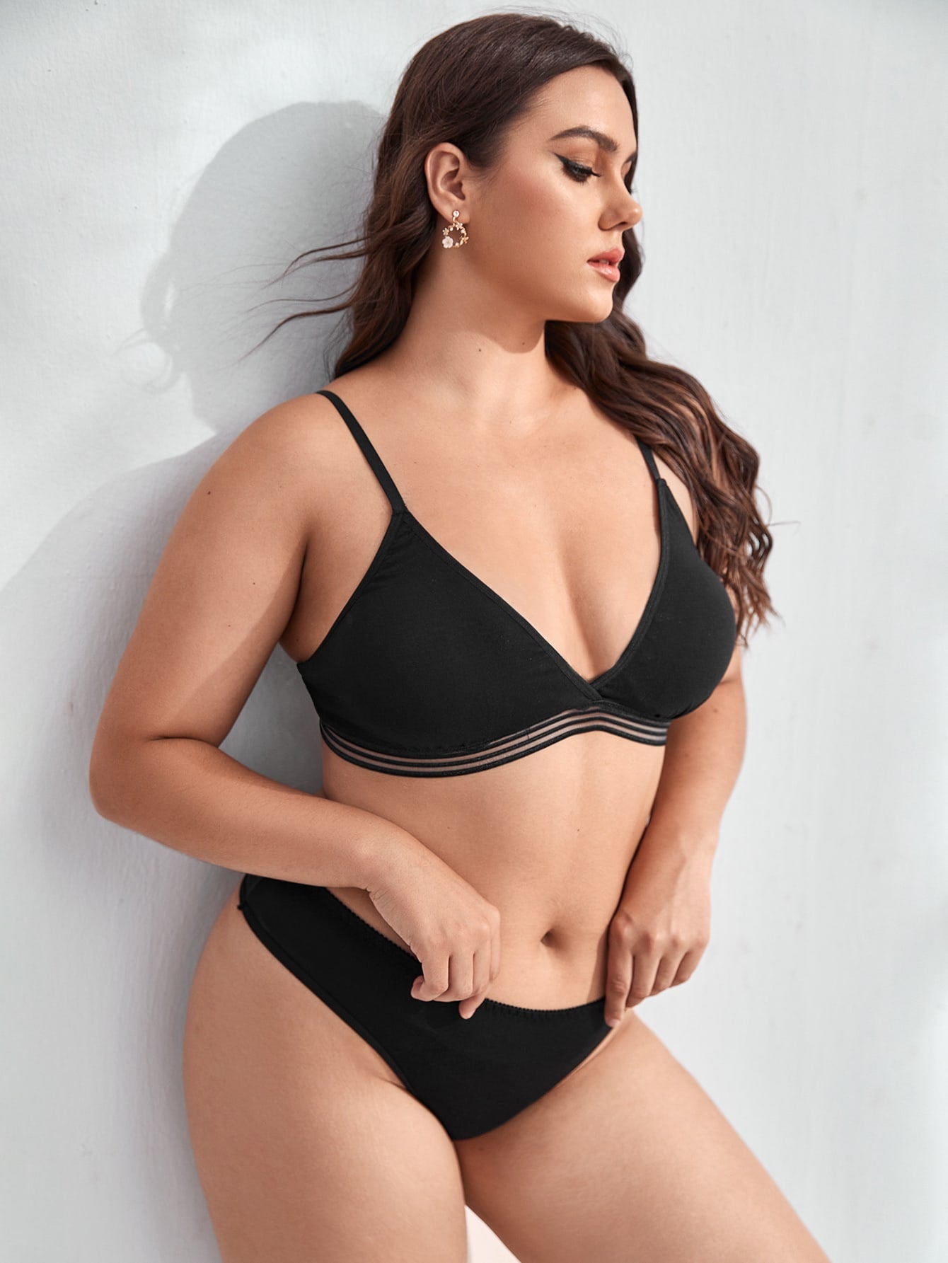 Ensemble de lingerie à bordure en maille plus