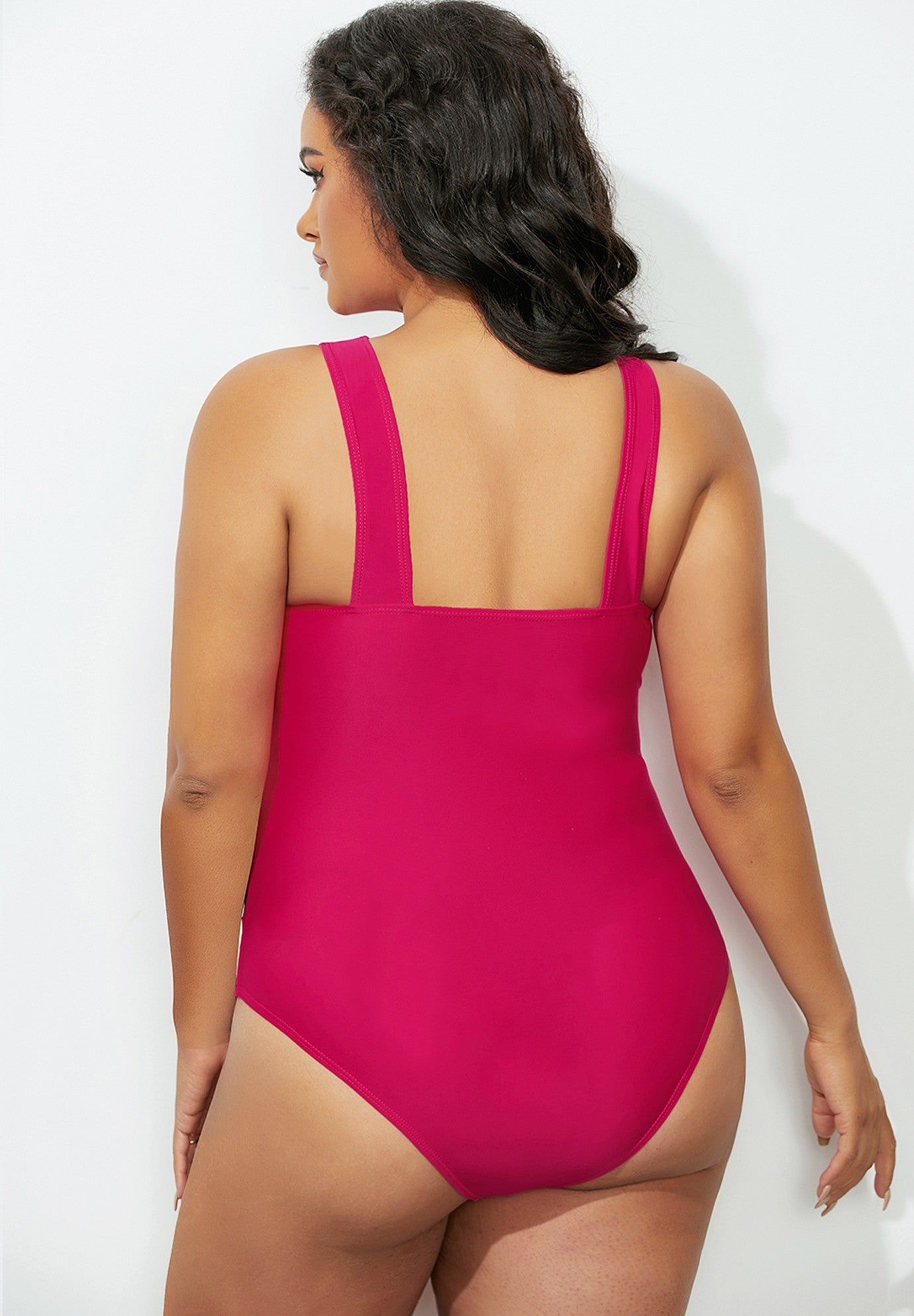 Maillot de bain une pièce froncé à col croix rouge