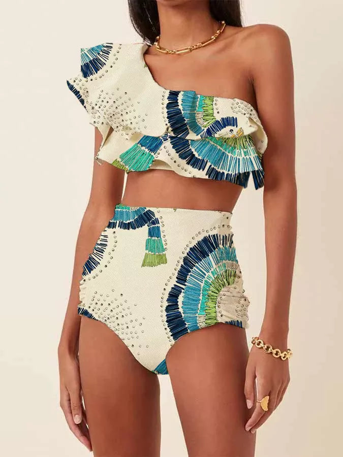 One-Shoulder Ruffled Bikini