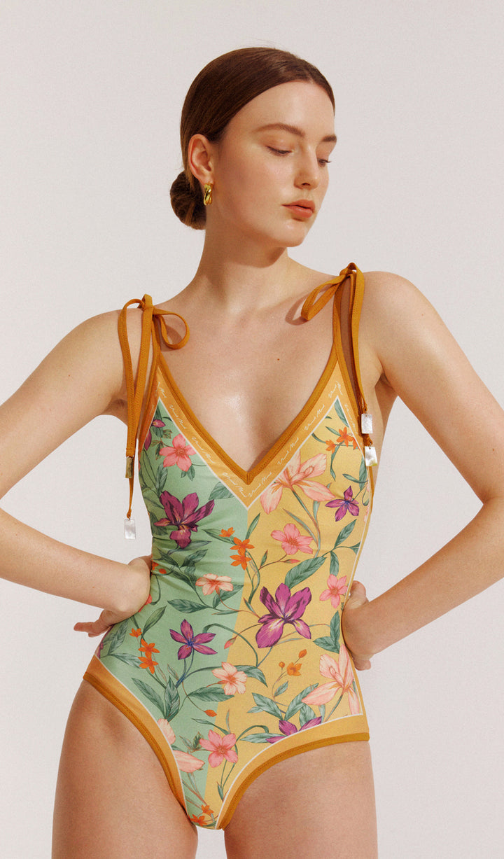 Kristina Reversible Tie-Shoulder One Piece Swimsuit