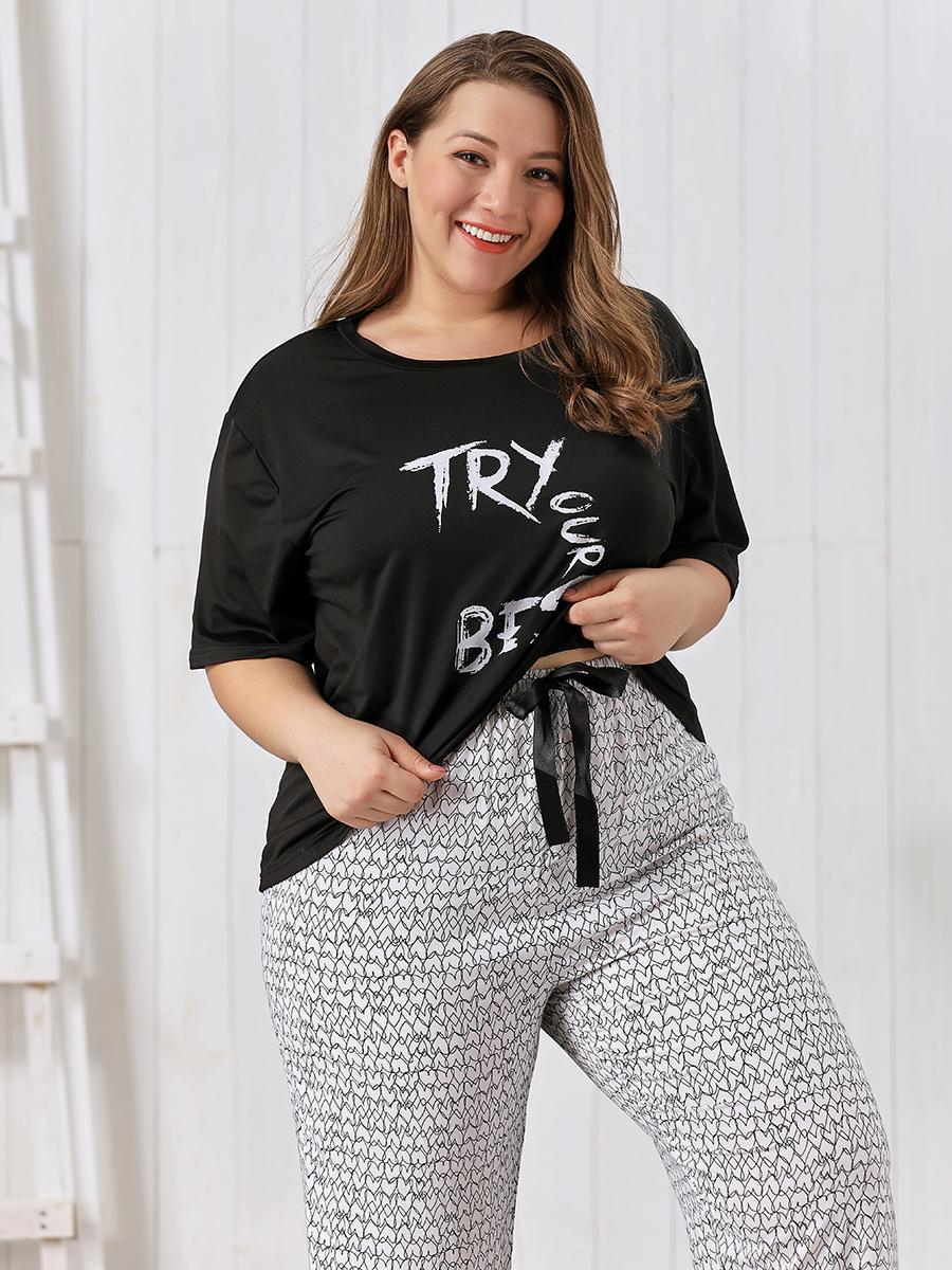 Plus Letter (TRY OUR BEST) Pajama Set
