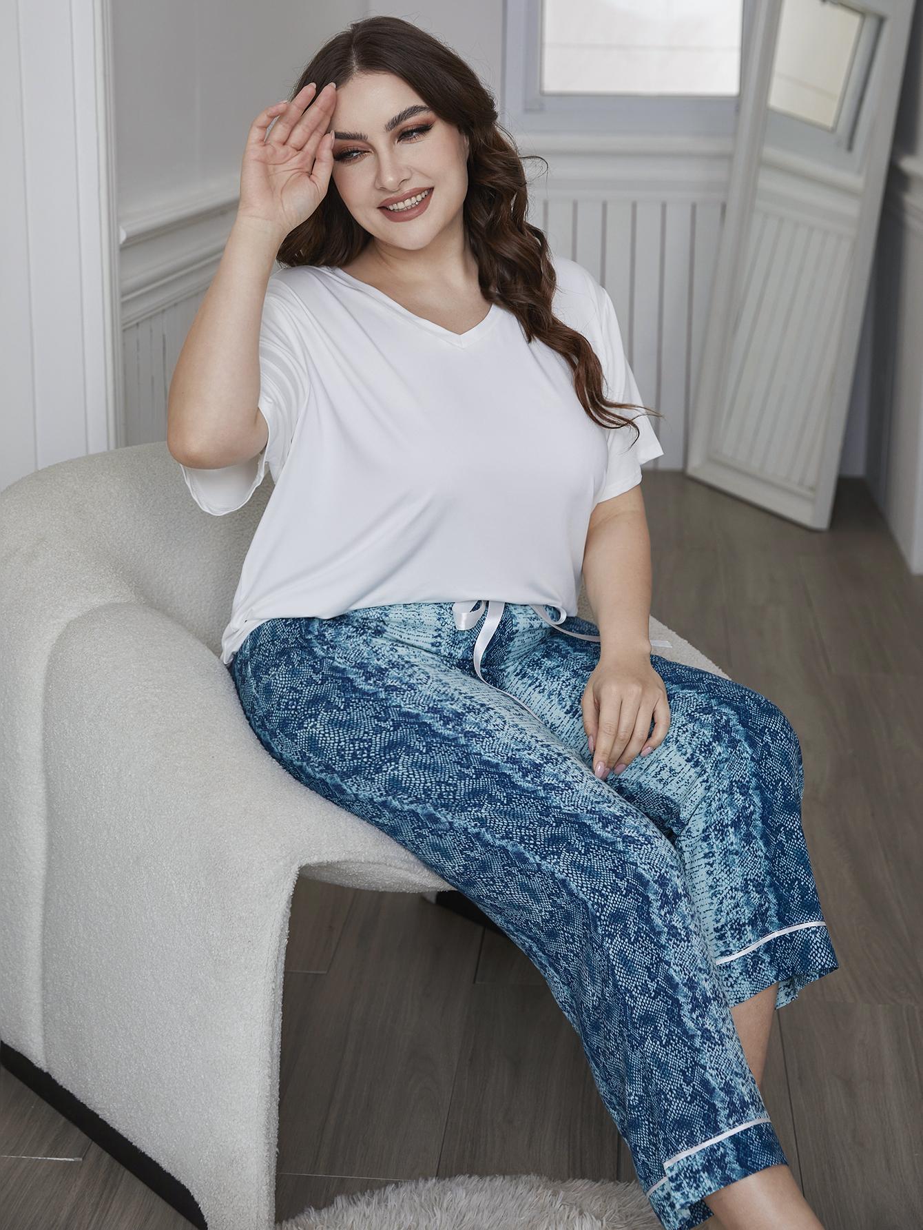 Plus Tie-Dye Plain Pajama Set