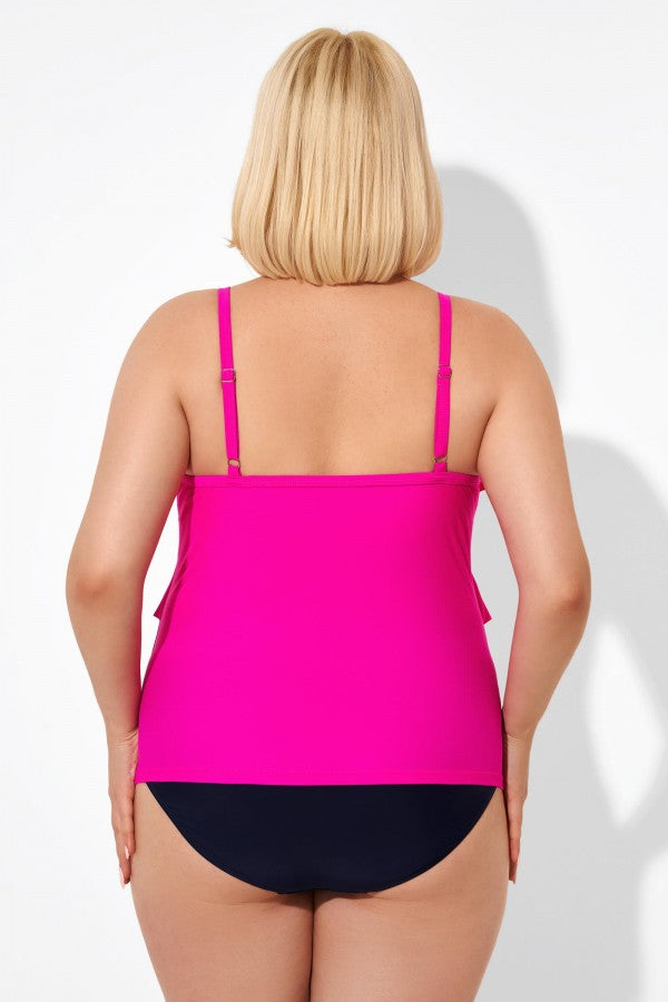 Pink Vintage Round Neck Women Tankini Set