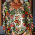 pull-over décontracté pour femme, imprimé floral vintage