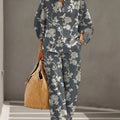 Women's Floral Print Casual Cotton-linen Two-piece Set