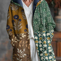 Vintage ethnischer floraler botanischer Kunstdruck Unisex Plüsch dicker Langarm-Strickjacke Mantel 