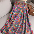 Women's Retro Boho Flowers Pattern Casual Print Cotton Skirt