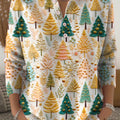 Women's Christmas Tree Art Print Buttoned Cardigan Sweater