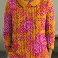 womens-vintage-floral-flowers-art-print-casual-peter-pan-collar-3-4-sleeve-sweater-j5ps