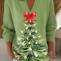 Women's Christmas Tree Art Printed Casual Sweater