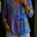 Women's Vintage Art Pattern Art Print Casual Cotton Shirt