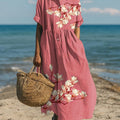 Women's Vintage Floral Pattern Art Print Cotton Dress