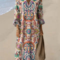 Robe en coton à imprimé floral vintage pour femme