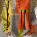 Women's Colorful Abstract Geometric Painting Art Print Casual Cotton Sweatshirt