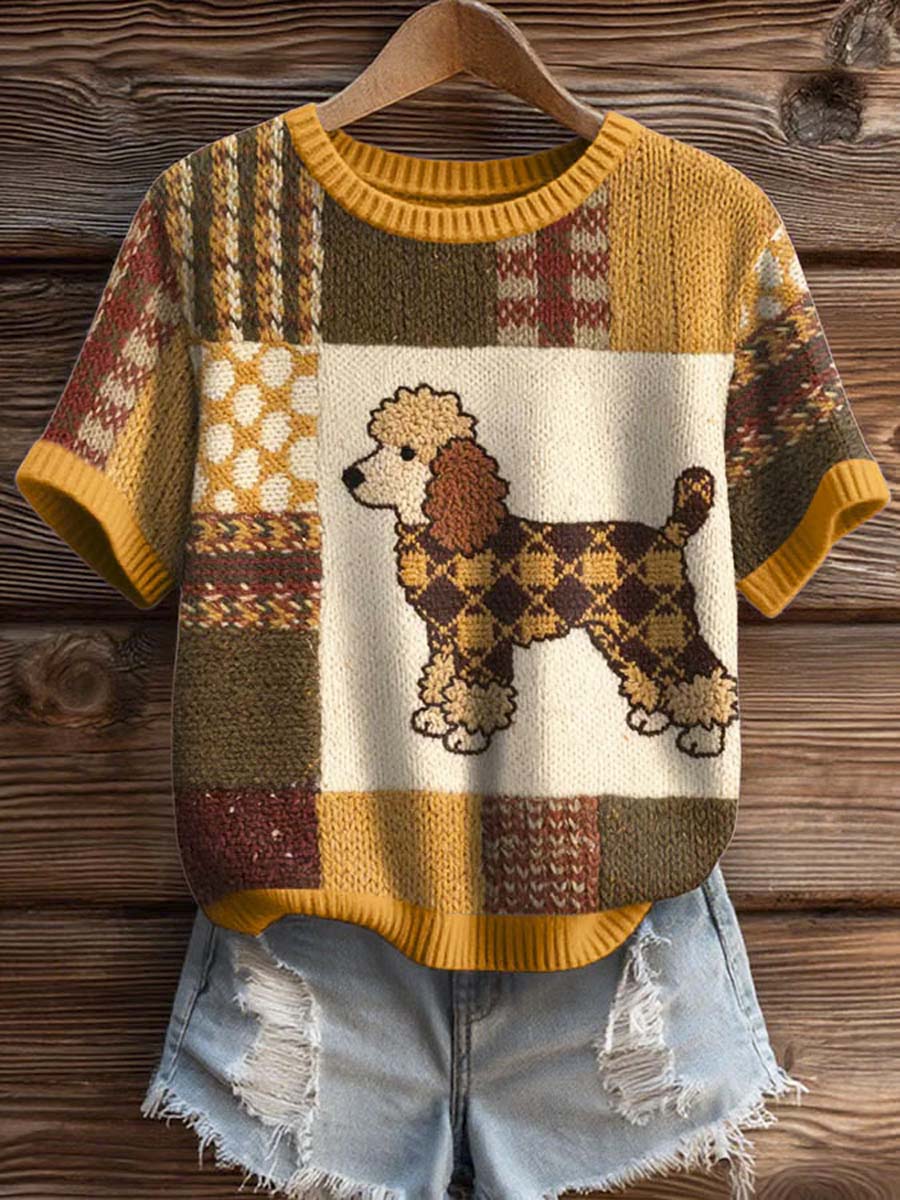 womens-curly-puppy-print-casual-crew-neck-short-sleeve-knitted-sweater