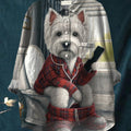 Women's Dog Print Casual Cotton And Linen Shirt