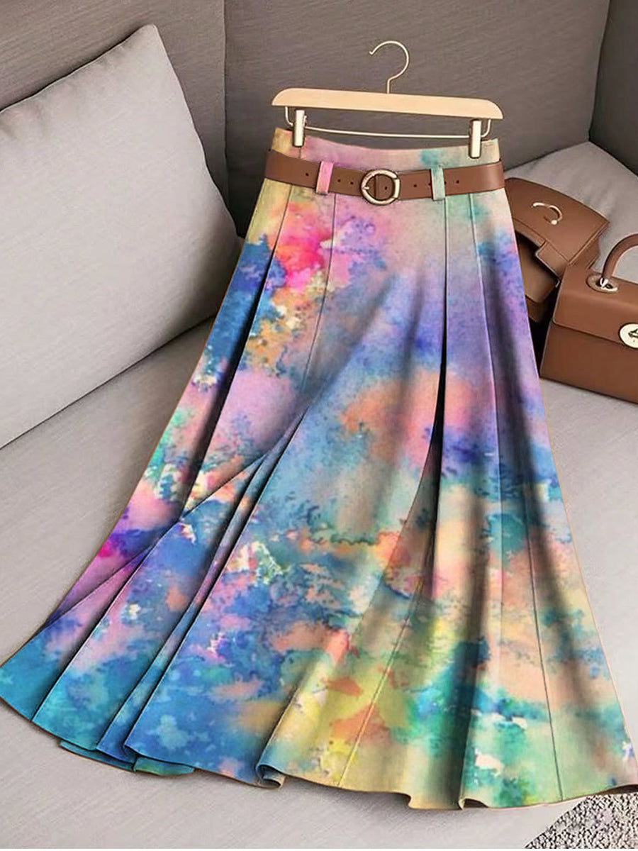 Women's Beautiful Colorful Abstract Graffiti Painting Art Print Cotton Skirt
