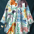 Women's Dog Art  Print Casual Cotton And Linen Shirt