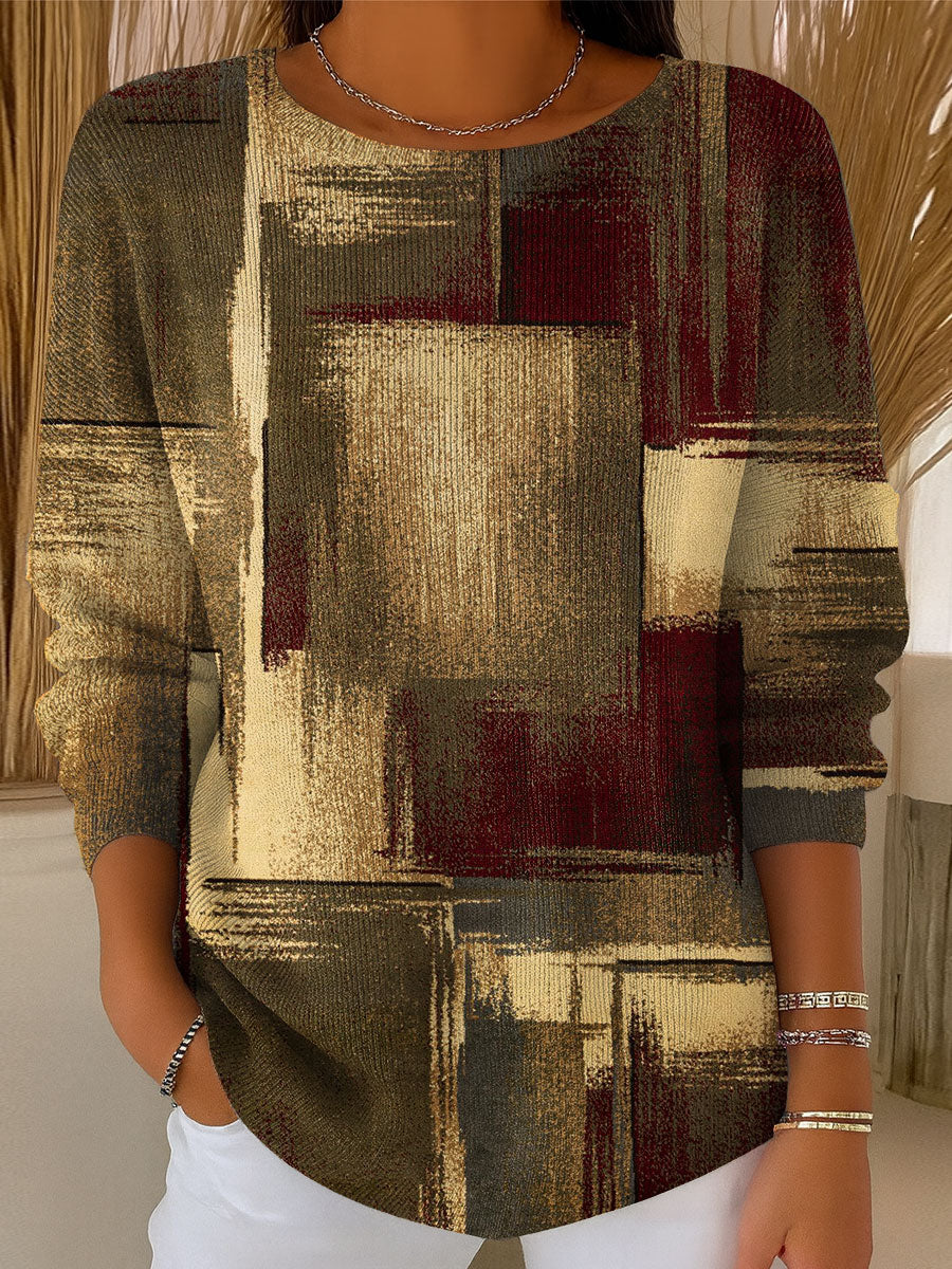 Women's Vintage Pattern Art Print Casual Pullover Sweater