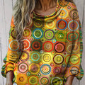 Women's  Vintage  Geometry Art Print Casual Long Sleeve Comfortable Cotton Shirt