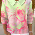womens-splash-ink-style-pattern-casual-peter-pan-collar-3-4-sleeve-sweater