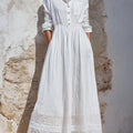 Stylish And Elegant Patchwork Lace-trimmed Cotton Dress