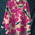 Women's Flowers Print Casual Cotton And Linen Shirt