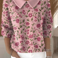 womens-floral-flowers-casual-print-peter-pan-collar-3-4-sleeve-sweater-dytx