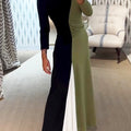 Women's Fashion Art Color Block Stitching Stretch Dress