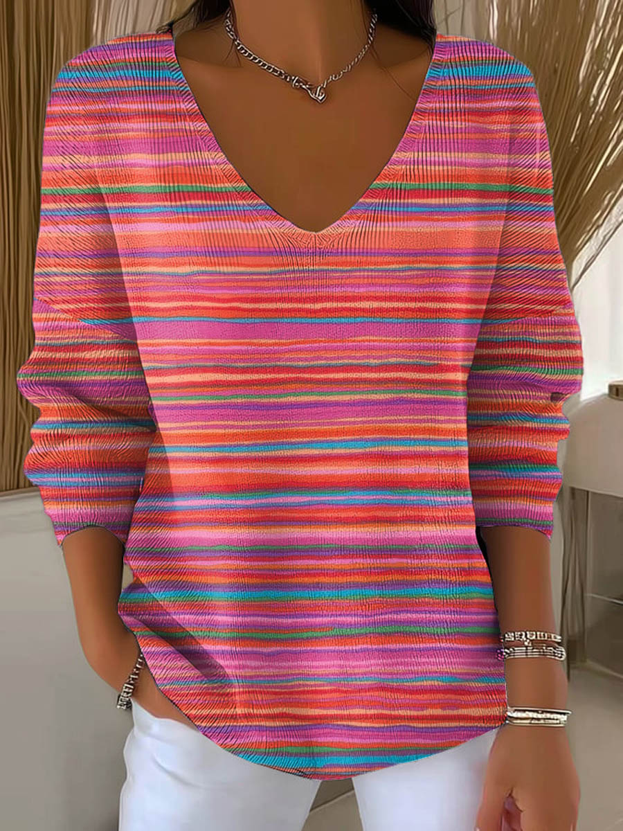womens-gradient-pattern-art-print-casual-pullover-sweater-k995