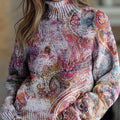 womens-vintage-pattern-art-print-knit-turtleneck-pullover-sweater