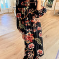 Women's Vintage Floral Pattern Art Print Cotton Dress