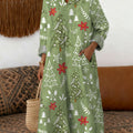 Women's Christmas Tree Pattern Art Print Cotton Dress