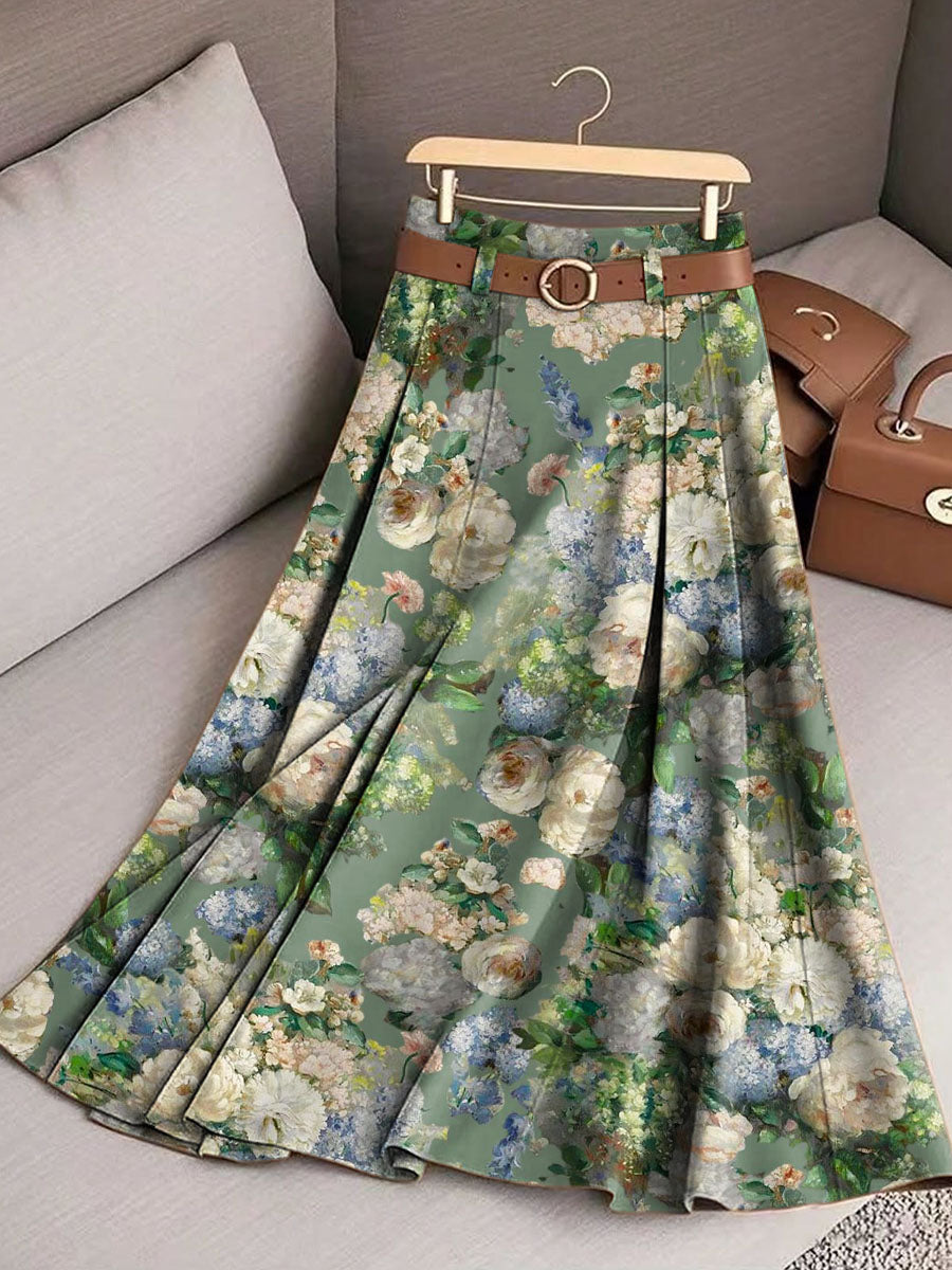 Women's Floral Art Print Casual Cotton Skirt